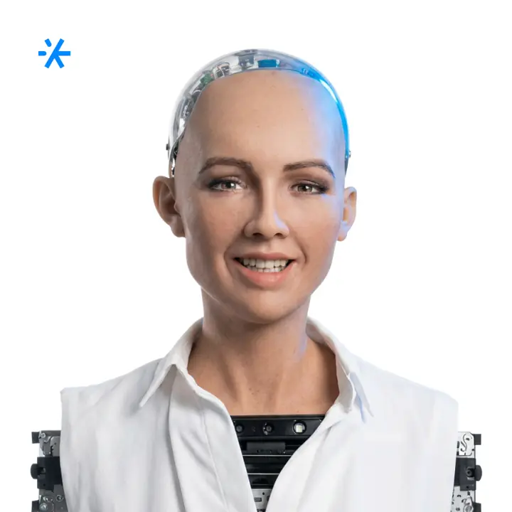 Робот-андроид София от Hanson Robotics улыбается