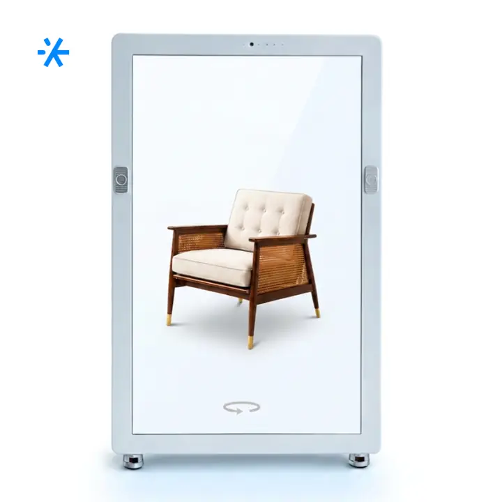 Интерактивная витрина UV-BOX с 3D-изображением кресла на белом фоне
